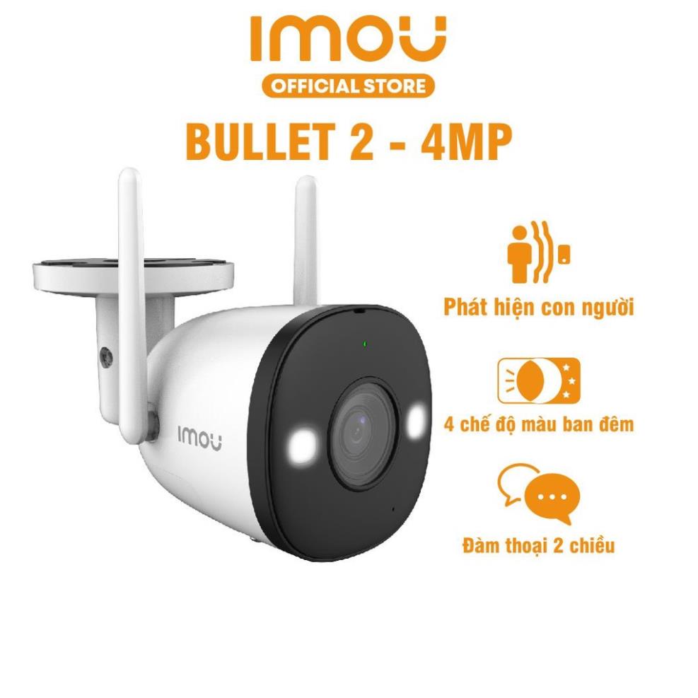 Camera Wifi ngoài trời Imou Bullet 2 (4MP) I IPC-F42FEP I 4 chế độ màu ban đêm I Đàm thoại