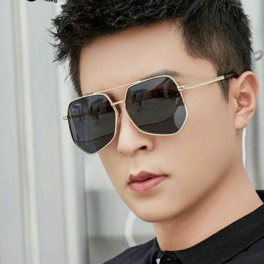 Kính mát tráng gương thiết kế mắt đa giác thời trang đi biển dành cho nam và nữ