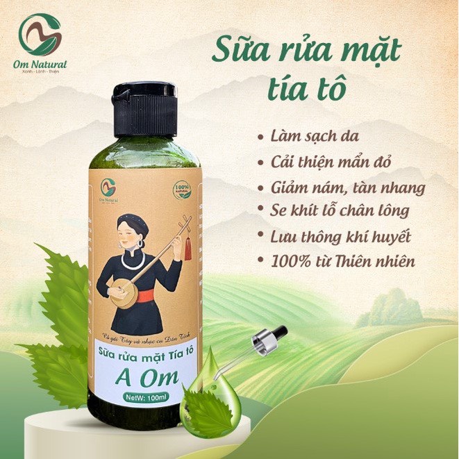 Combo 5 món chăm sóc dưỡng da toàn diện OM Natural chiết xuất Tía tô Sữa rửa mặt+Toner + Serum + Kem dưỡng + Mặt nạ 100g