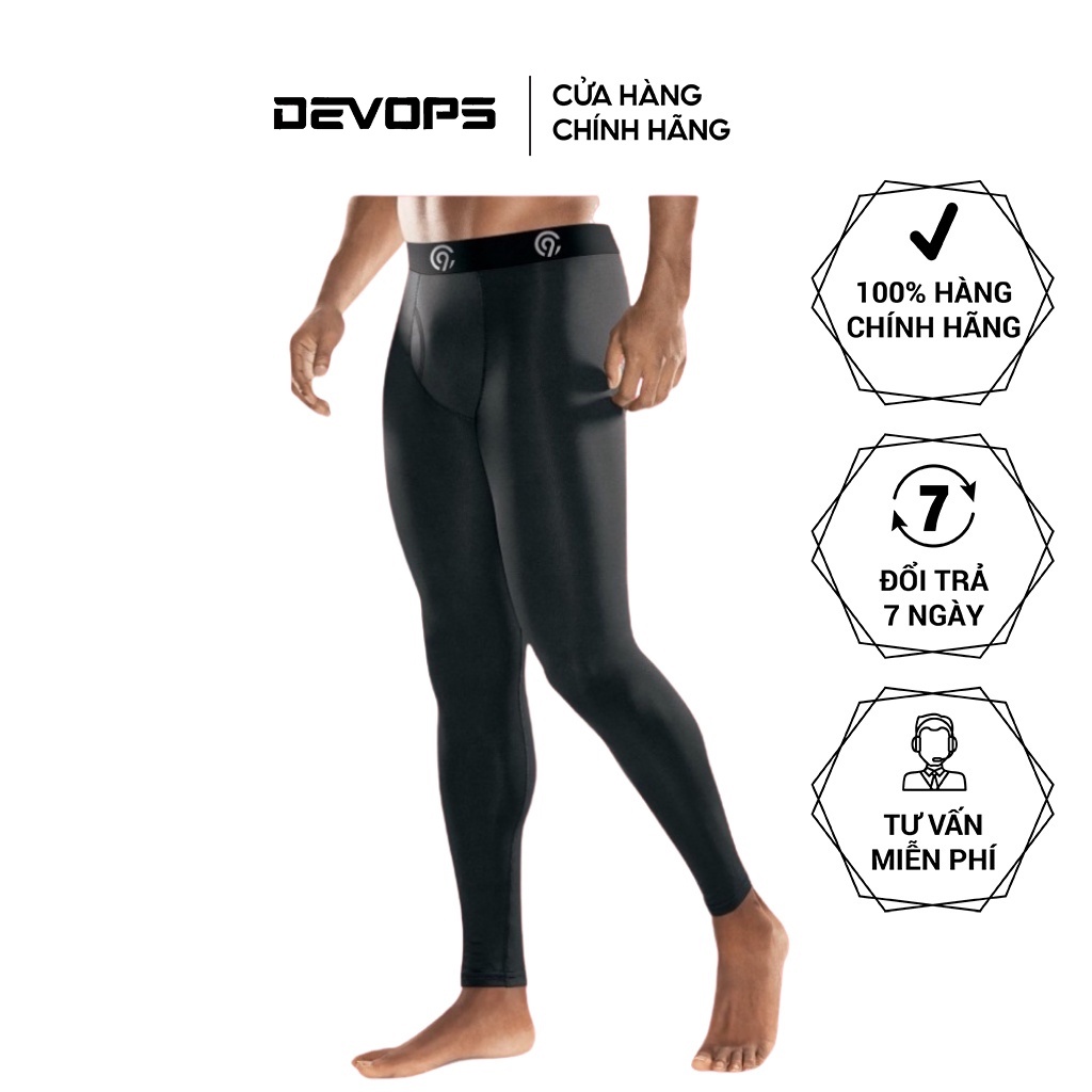 Quần giữ nhiệt nam DEVOPS dáng dài vải cao cấp lót nỉ co giãn 4 chiều form ôm dễ chịu bóng đá chạy bộ C9L1025