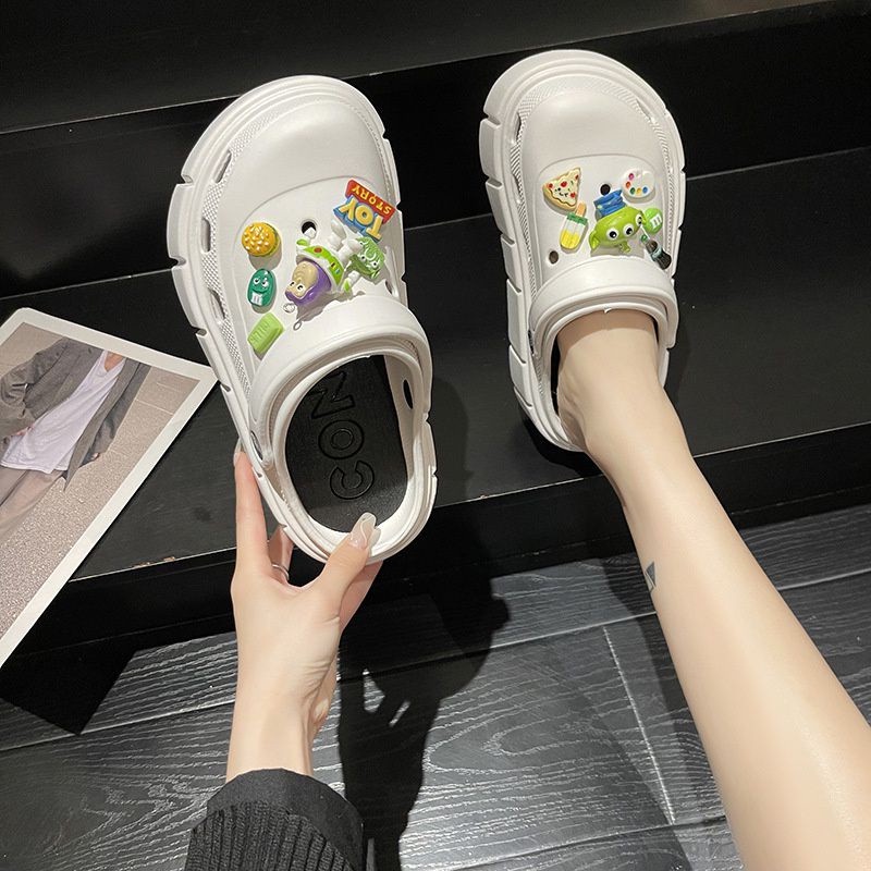 Dép nữ, dép sục cross phi hành gia tặng kèm sticker 3D độn đế 4cm 3TDEP