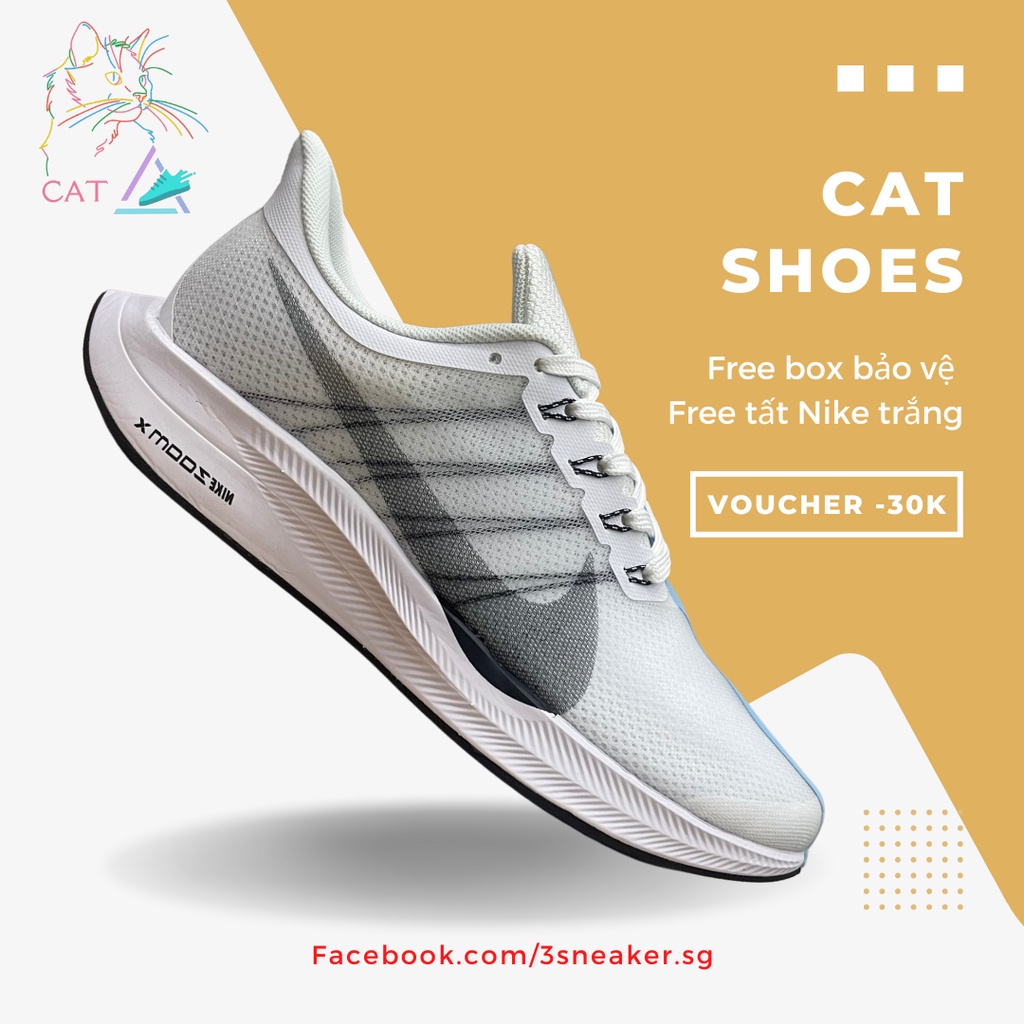Giày Thể Thao Nike Zoom Pegasus 35 Blue White, Zoom Trắng Xanh Lá; Full Box, Phụ Kiện, Tặng Vớ Trắng