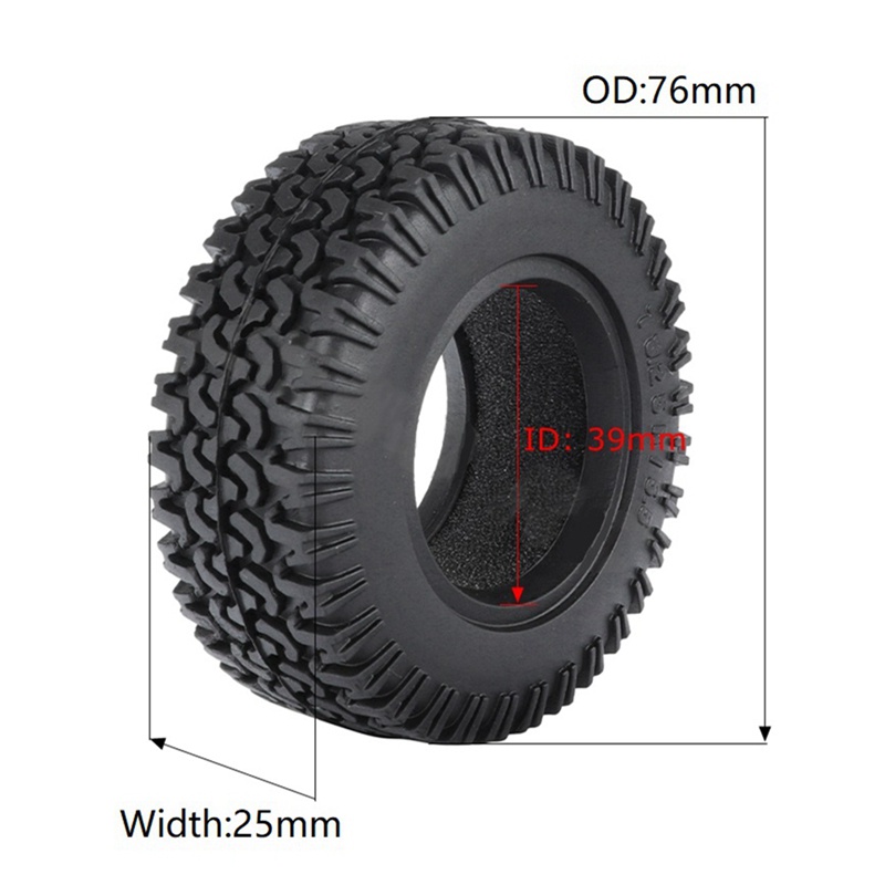 Set 4 Bánh Xe 76mm 1.55 Inch Chuyên Dụng Cho Xe Điều Khiển Từ Xa Axial Yeti Jr RC4WD Tamiya CC01 1 / 10