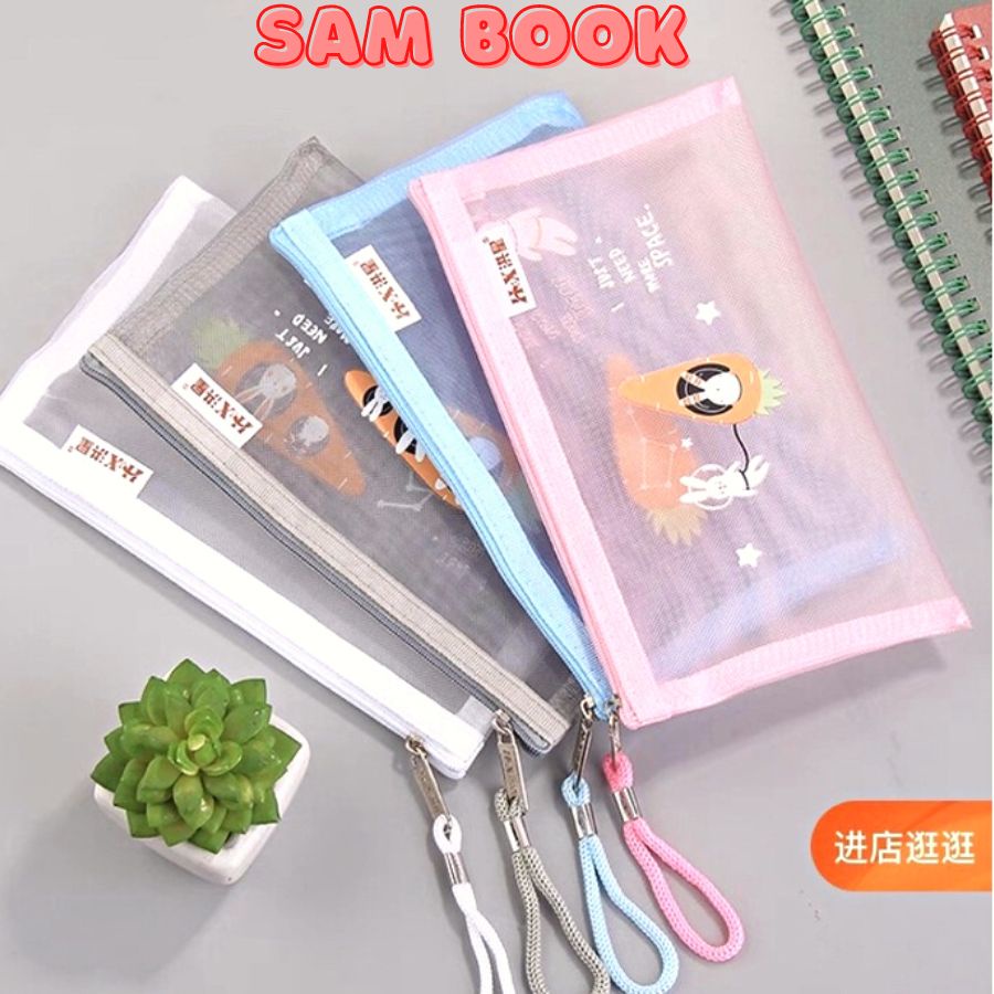Túi đựng bút trong suốt Hàng loại 1, Hôp bút túi lưới đẹp giản dị bền Đủ size đủ màu