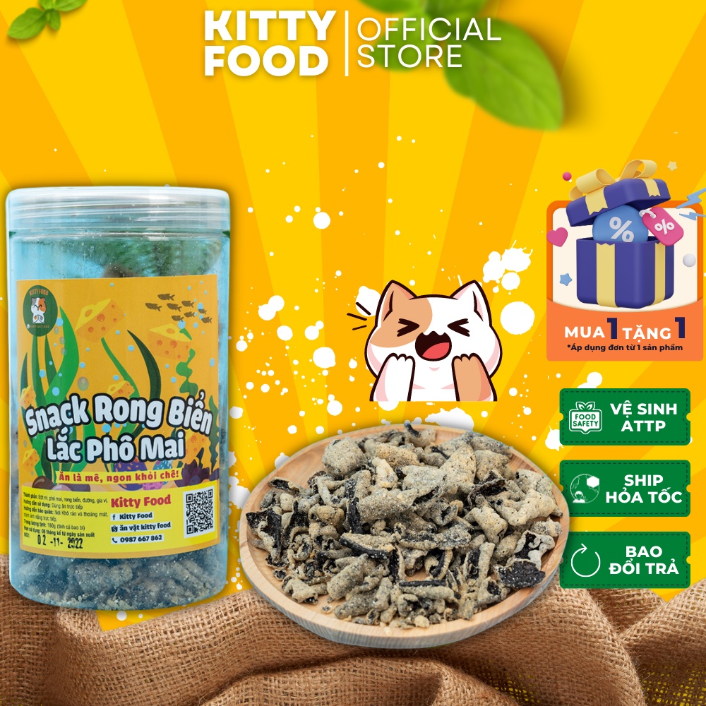 Snack rong biển lắc phô mai ăn là ghiền Kitty Food 180gram đồ ăn vặt Sài Gòn vừa rẻ vừa ngon