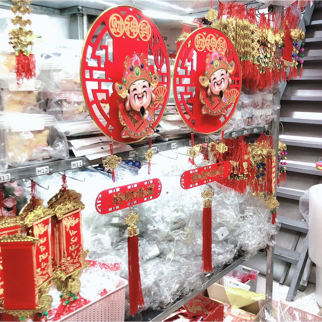 Thần Tài Lắc Lư, Dây Treo Pháo Nhung Đỏ, Khánh Quạt Kiểu Chữ Trang Trí Tết, Treo Cửa Gọi May Mắn Đón Xuân 2023