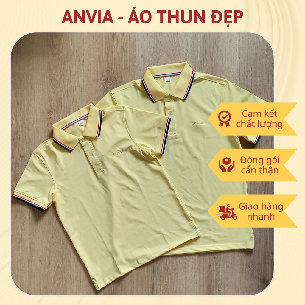 Áo Polo Cặp Nam Nữ Áo Thun Unisex Có Phối Trang Trí 3 Sọc Chất Liệu Thun Cá Sấu Thể Thao Cao Cấp Anvia