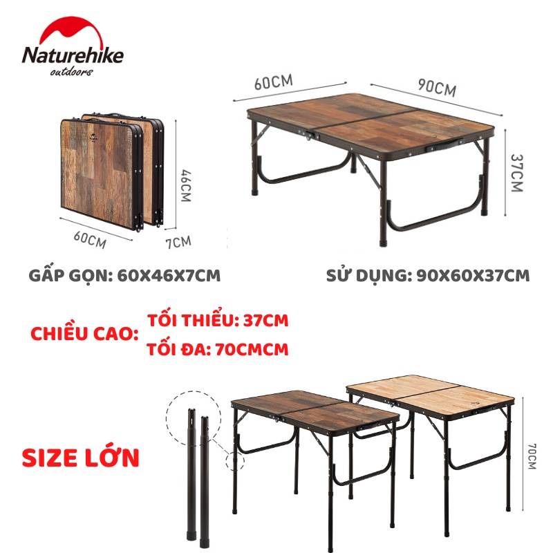 BÀN GẤP SIÊU NHẸ DÃ NGOẠI, CẮM TRẠI, PICNCI NATUREHIKE NH20JJ028