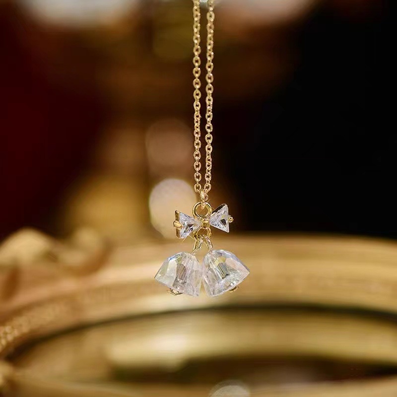 Vòng cổ Mặt Nơ Đính Pha Lê Thời Trang Cho Nữ