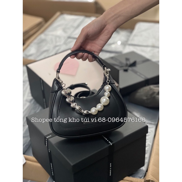 Túi Xách Nữ CNK Màu Hồngsize 19cm Charles Kèm Nơ Mẫu Mới 2022 Full Box Xịn Sò TMA38