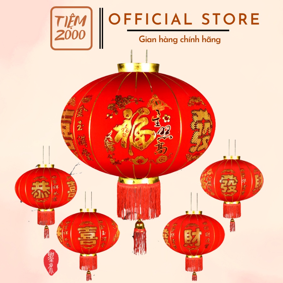 Đèn lồng trang trí tết, lễ hội vải nhung khung kim loại cao cấp, sản phẩm trang trí tết nguyên đán cực ý nghĩa