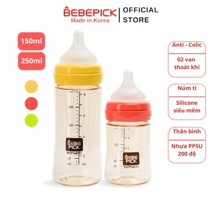 Bình sữa PPSU Bebepick chính hãng bản Trơn size 150ml/250ml - Bebepick Official Store
