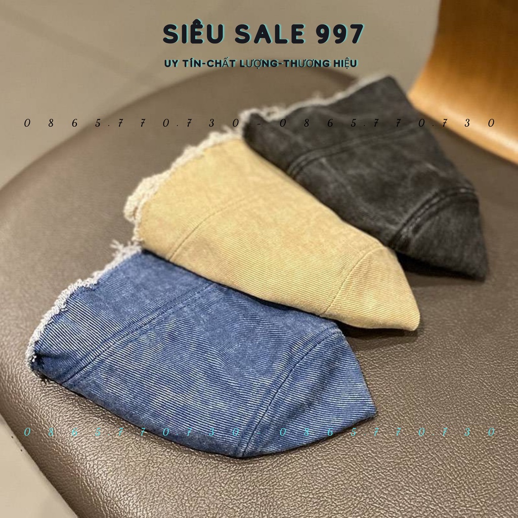 NÓN BO QC DENIM CỤP TRƠN RÁCH TUA NHẸ NHIỀU MÀU DỄ PHỐI ĐỒ