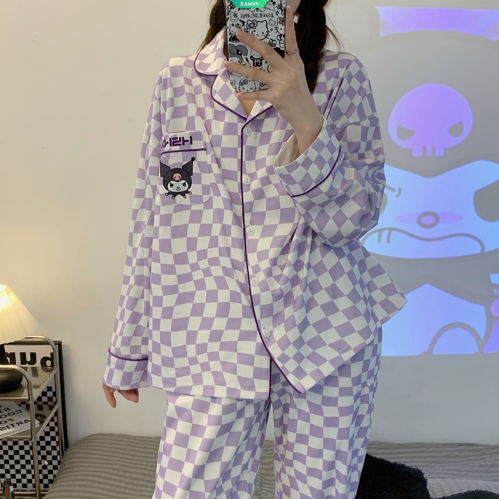 SANRIO Bộ Đồ Ngủ Tay Dài In Họa Tiết Hoạt Hình Phong Cách Nhật Bản Thời Trang Xuân Thu Cho Nữ