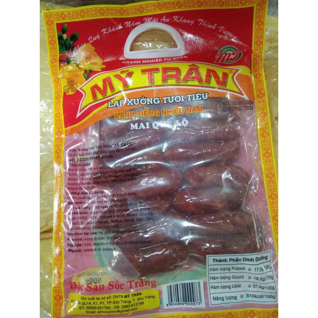 COMBO 3 GÓI LẠP XƯỞNG TƯƠI TIÊU MỸ TRÂN ĐẶC SẢN SÓC TRĂNG - gói 500gr