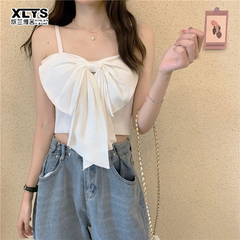Áo hai dây XINLANYASHE thắt nơ phong cách Hàn Quốc gợi cảm cho nữ