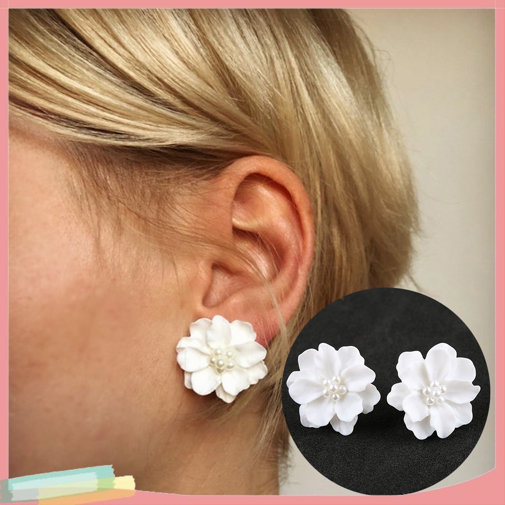 Đôi Khuyên Tai HìNh Hoa ĐíNh HạT NgọC Trai Giả ThờI Trang Cho Nữ