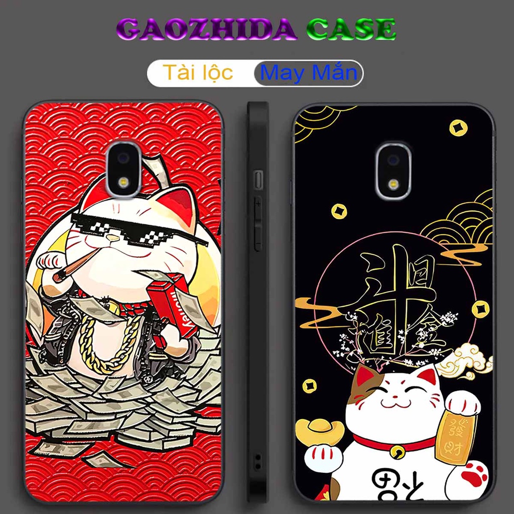 Ốp Samsung J3 Pro (Ốp Mặt Lưng Kính) Mèo thần tài may mắn
