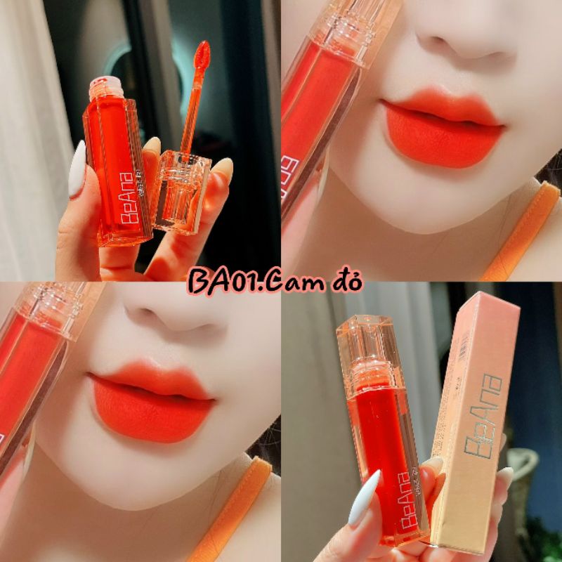 Son kem lì màu Đỏ cam BA01 Beanna vellvetlips cao cấp