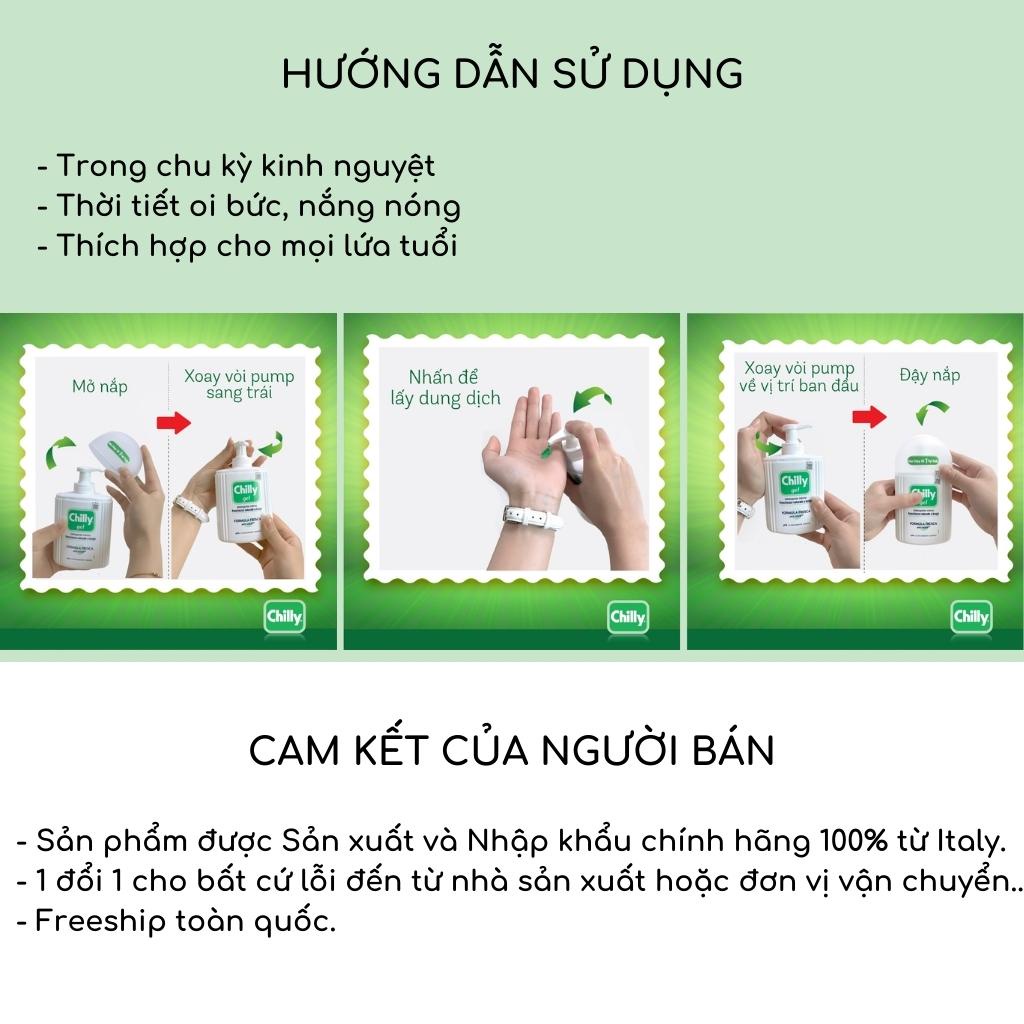 Combo 2 Dung dịch vệ sinh phụ nữ Chilly Gel 200ml + Delicato 50ml dưỡng ẩm, bạc hà se se lạnh chống mùi suốt 24h