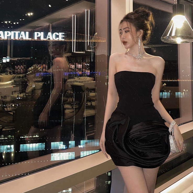 Đầm Ashley body quây xếp hoa