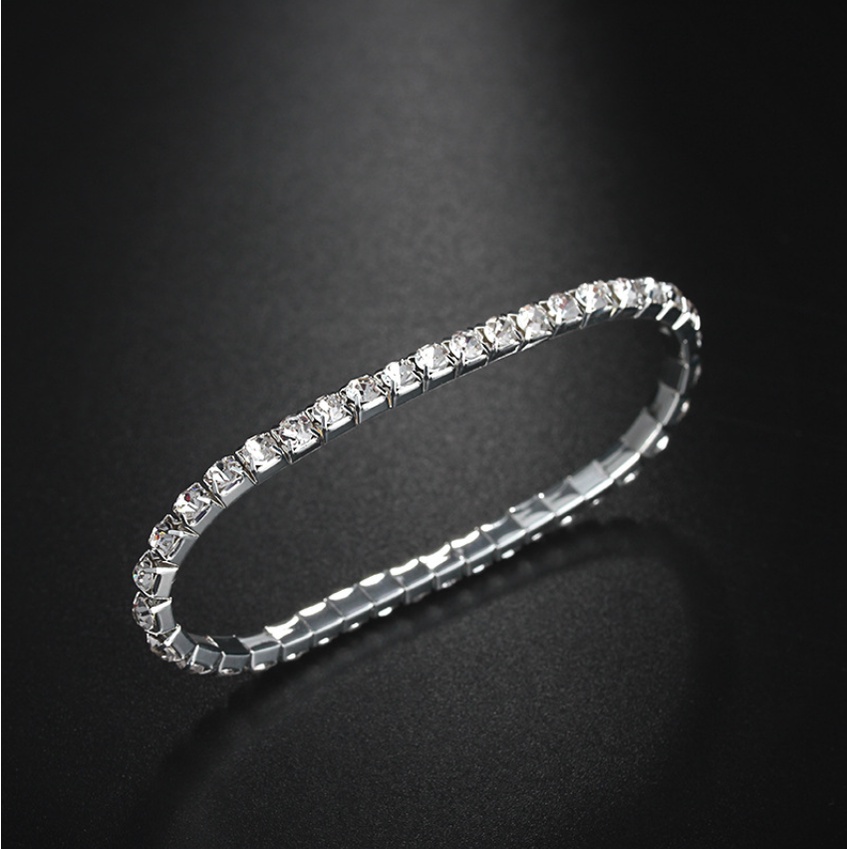 Lắc tay nữ vòng tay co dãn đính đá zircon 1 hàng đá phong cách thời trang hàn quốc dễ thương