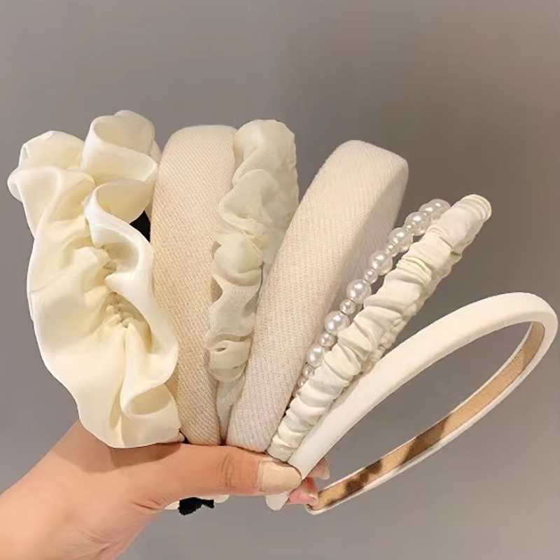 Băng Đô Cài Tóc Rửa Mặt Màu Trắng Đa Năng Thời Trang Phong Cách Hàn Quốc Cho Nữ