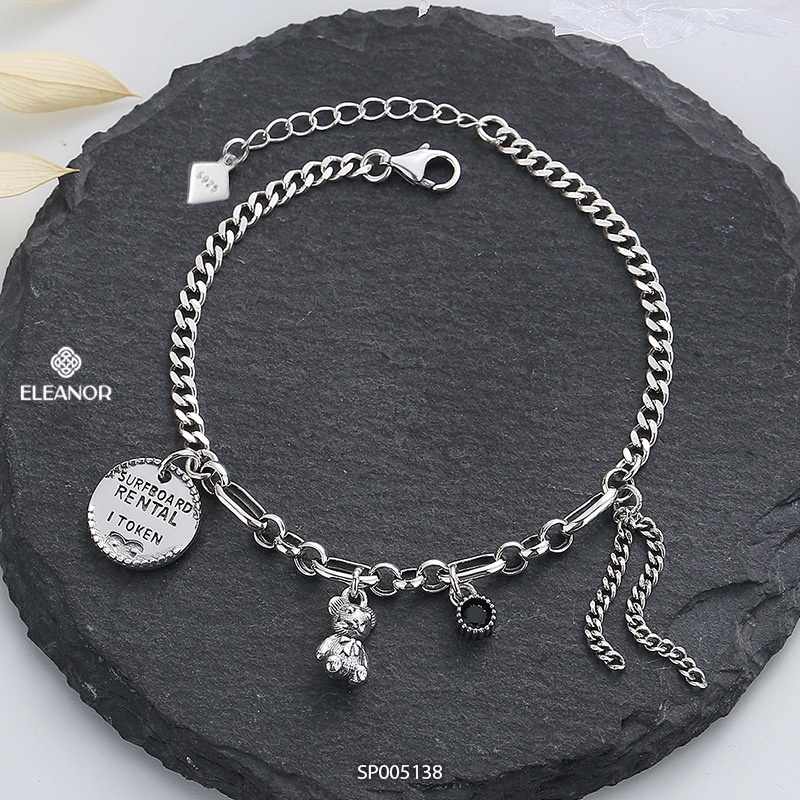 Lắc tay nữ bạc 925 Eleanor Accessories sợi mắt xích phối các họa tiết trẻ trung phụ kiện trang sức hot trend 5138