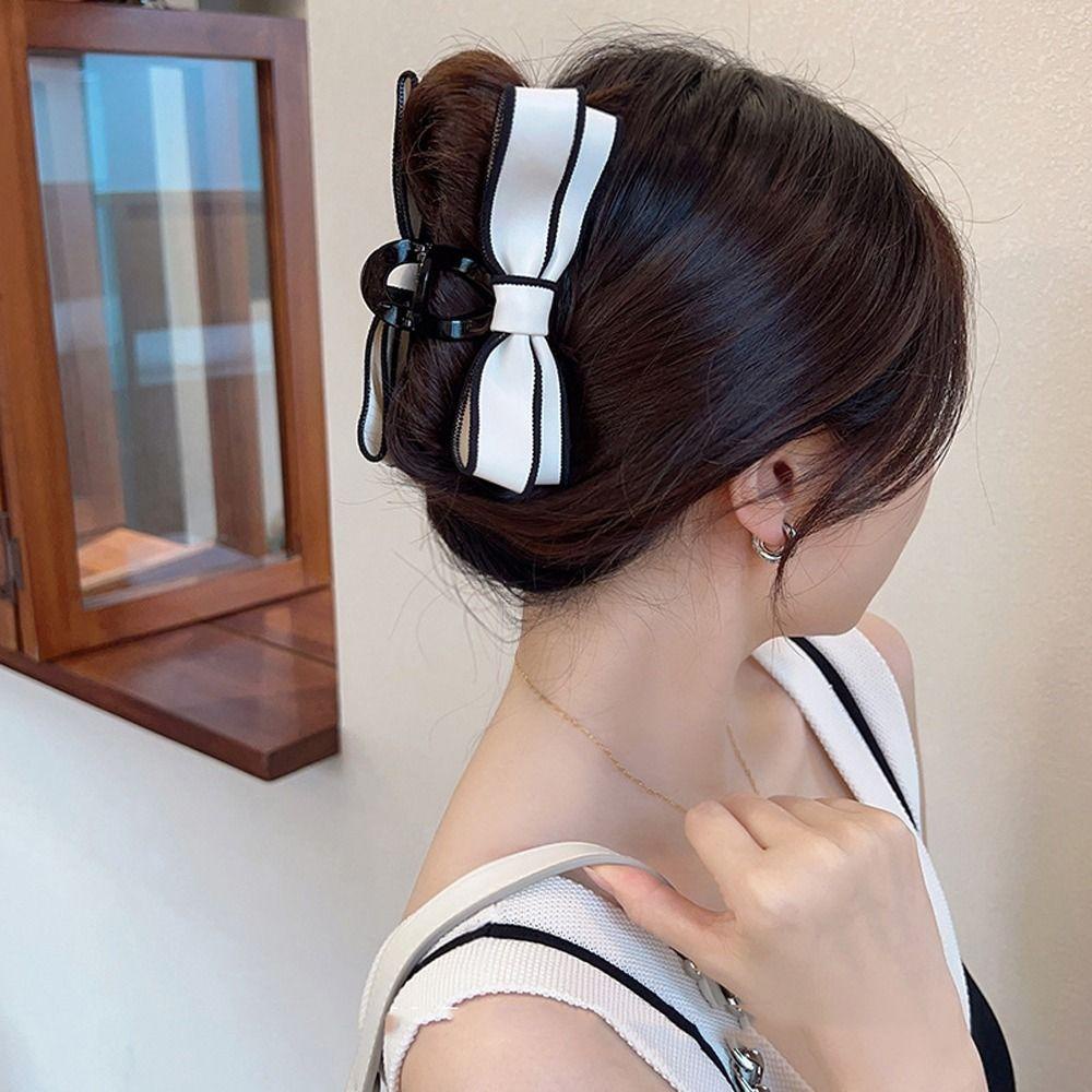 Kẹp Tóc Nơ Bằng Da PU Xinh Xắn Cho Nữ