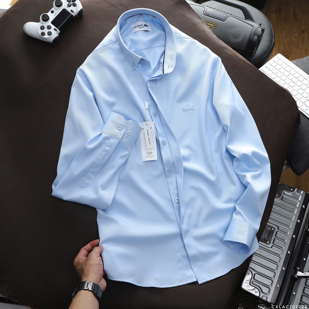 Áo Sơ Mi Lụa LACOSTE GIẤU NÚT TAY DÀI Hàng Cao Cấp Dolamen