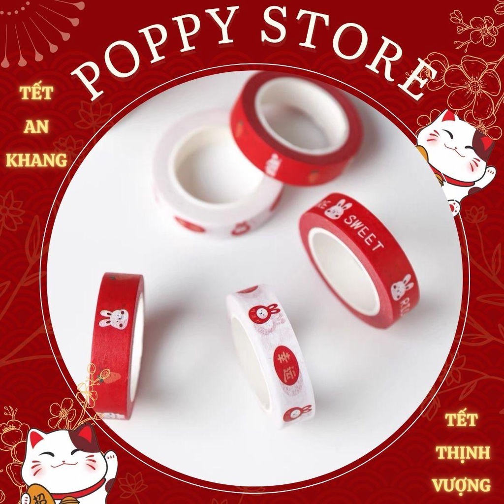 Băng keo trang trí, niêm phong, tết, băng keo đa năng, mẫu tết dễ thương - POPPY STORE