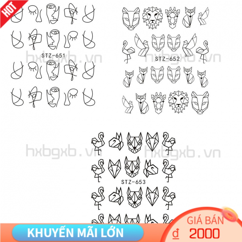 (Hàng Mới Về) Miếng Dán Trang Trí Móng Tay Họa Tiết Động Vật Hoạt Hình Dễ Thương