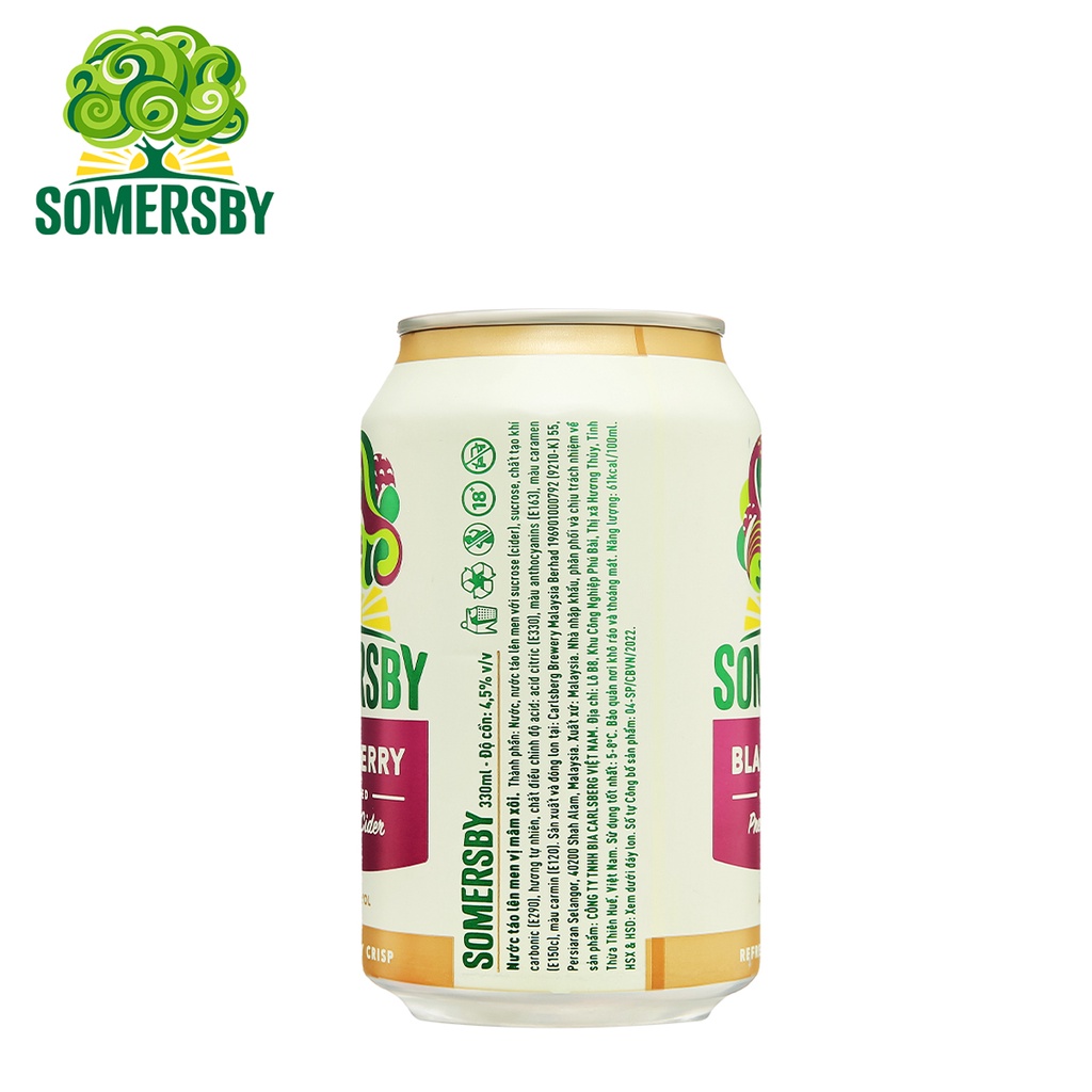 LỐC 6 LON NƯỚC TÁO LÊN MEN VỊ MÂM XÔI BLACKBERRY SOMERSBY 330ML