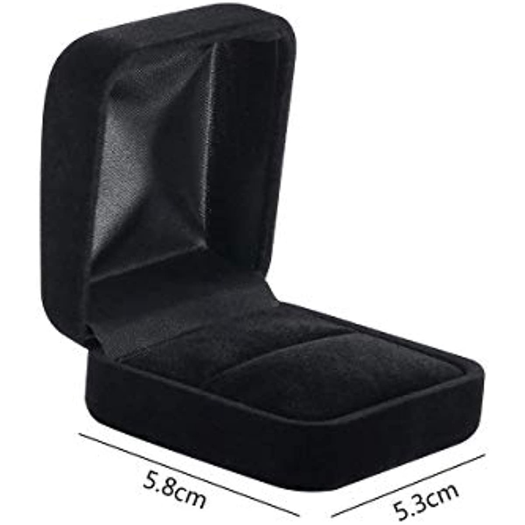 Hộp Đựng Nhẫn Cưới / Đính Hôn Bằng Nhung Màu Đen Sang Trọng