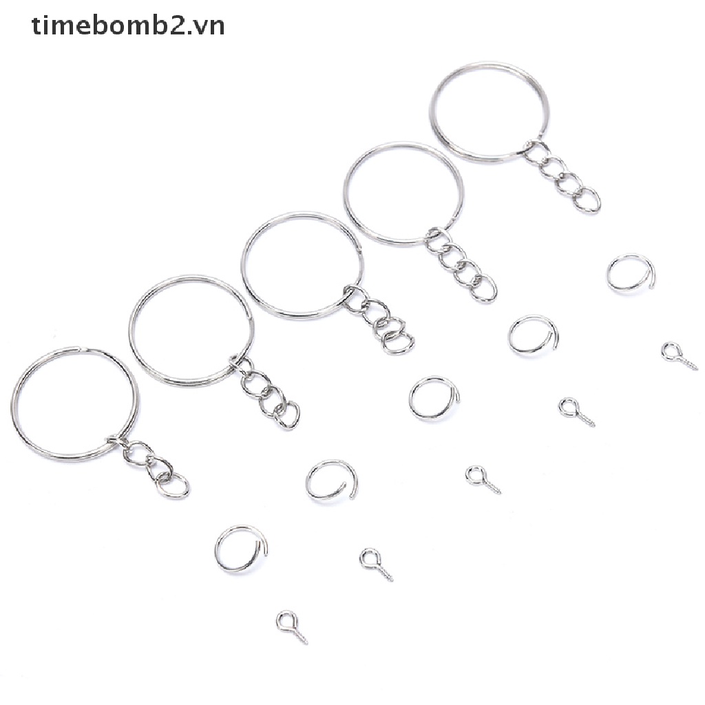 {Thời Trang Mới} Set 150 Vòng Móc Chìa Khóa Có Dây Xích Nhảy Kèm Đinh Ốc Vít Làm Móc Khóa DIY
