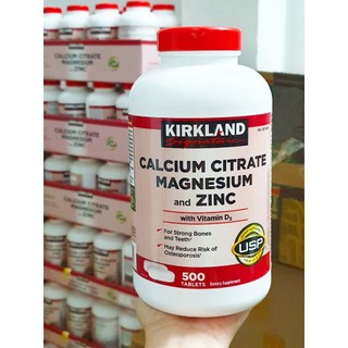 date 8/26 - Calcium Citrate With Vitamin D, Magnesium and Zinc chai 500 viên hãng kirkland từ Mỹ