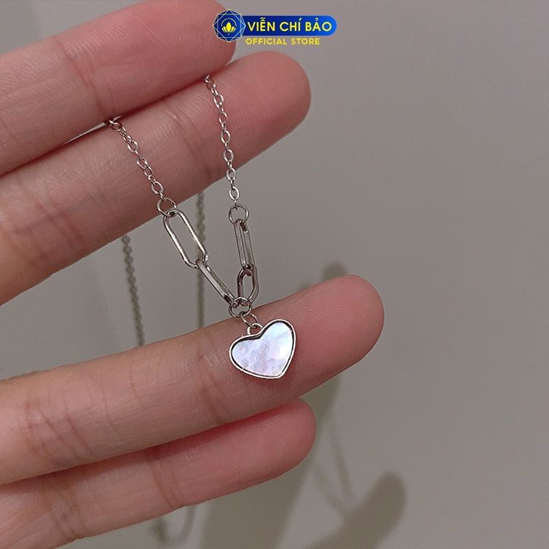Dây chuyền bạc nữ xích trái tim chất liệu bạc 925 thời trang phụ kiện trang sức Viễn Chí Bảo D000428