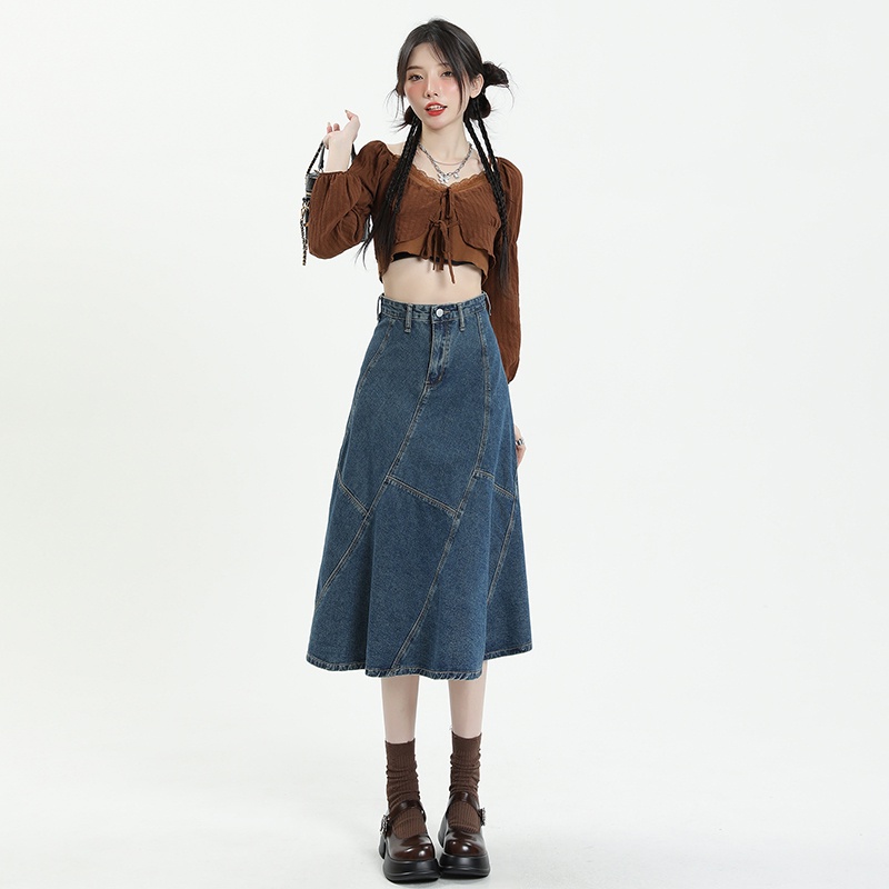 Chân váy denim MULTIPLICATION dáng chữ A đuôi cá lưng cao thời trang trẻ trung dành cho nữ