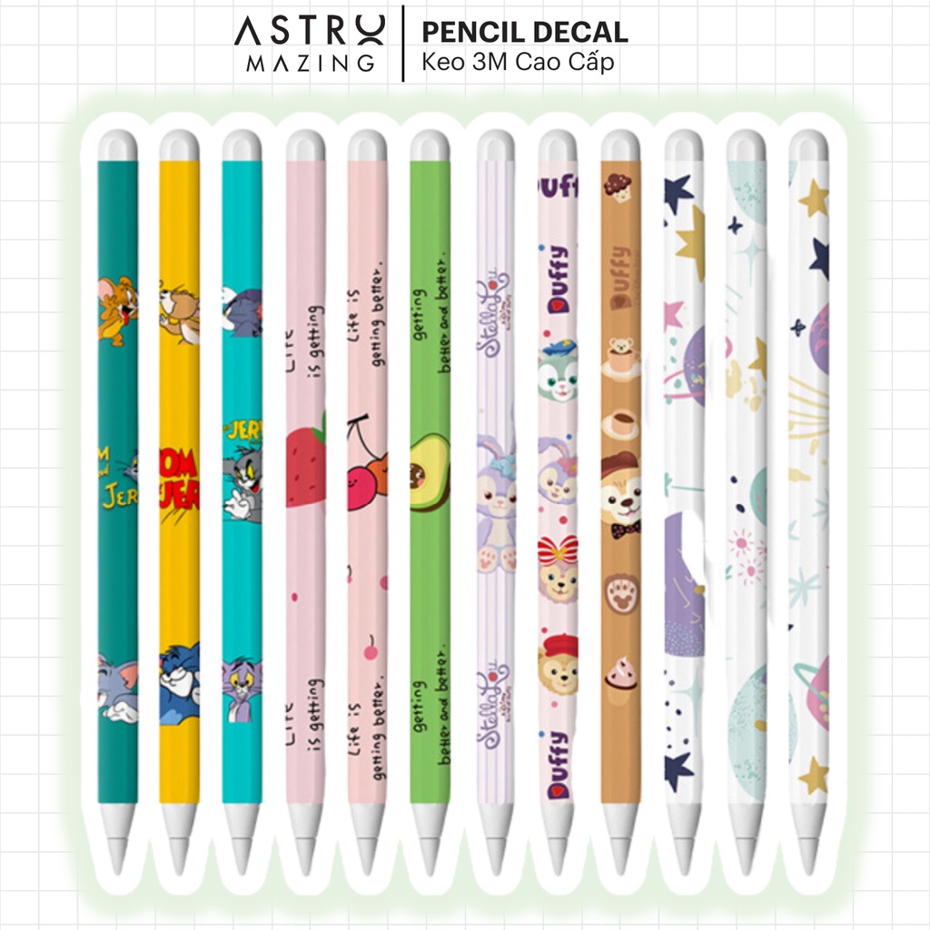 Miếng dán decal AstroMazing bảo vệ bút Pencil 1 và 2 nhám, bám tay chống trầy xước kháng nước hỗ trợ sạc không dây