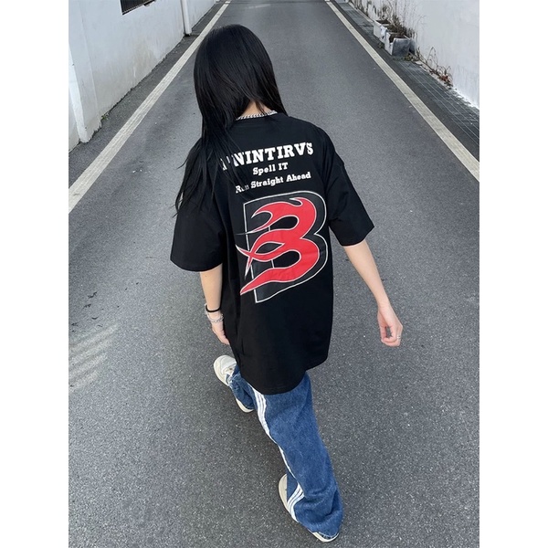 Áo thun tay lỡ nam nữ,in hình Spell 2 màu