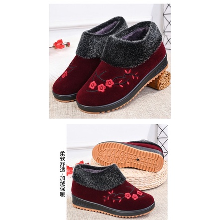 Giày nhung lót lông siêu ấm cho người trung niên các bà các mẹ