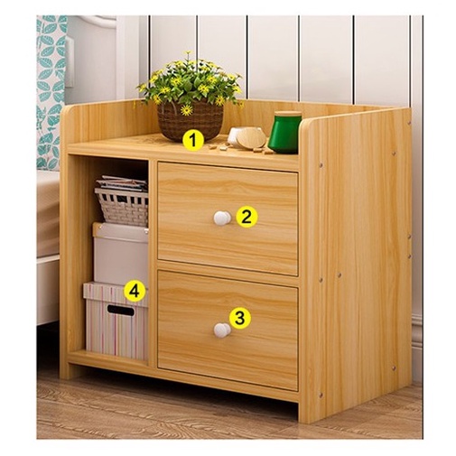 Tủ/kệ/Táp đầu giường E-2 , 3 ngăn có 2 ngăn kéo