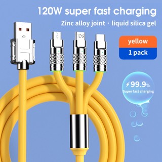 Cáp Sạc Siêu Nhanh 120w 6a 3 Trong 1 Typec Ios Micro Usb Quick Charge Data Cable CUD01