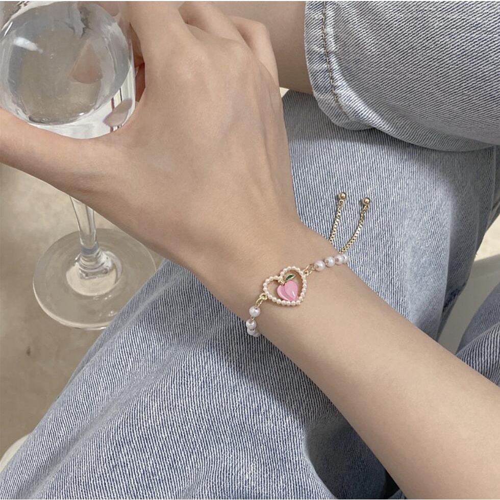Kilii Phụ Kiện Trang Sức Vòng Tay Ngọc Trai Đào Dễ Thương Cho Bé Gái