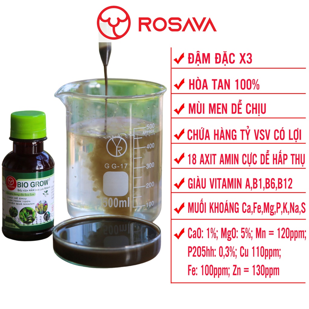 Phân bón lan, thuốc kích mầm cho cây và hoa lan Bio Grow hữu cơ vi sinh ROSAVA