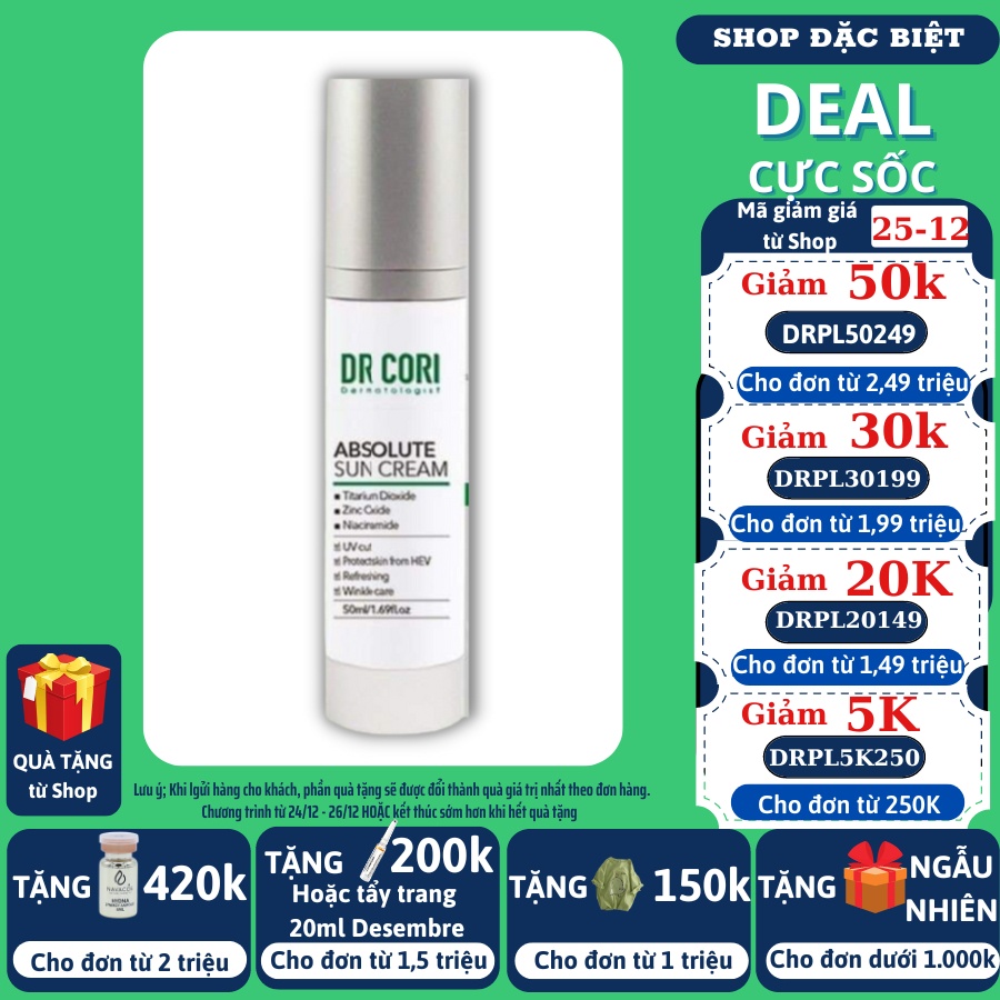 Kem chống nắng da khô dr pluscell absolute sun cream spf 50 + pa+++ 50ml