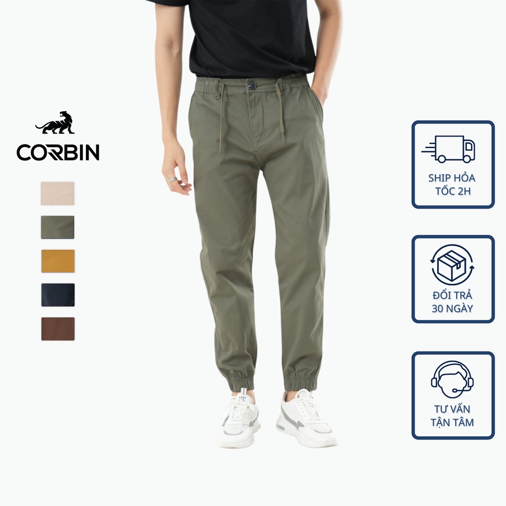 Quần jogger kaki nam trơn CORBIN cao cấp chất kaki chun co giãn đẹp