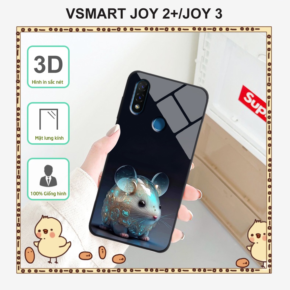 Ốp lưng kính Vsmart Joy 2+/Joy 3 in 3D hình 12 con giáp mẫu mới