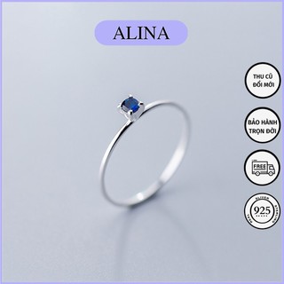 Nhẫn bạc 925 alina đá xanh 0640 p3