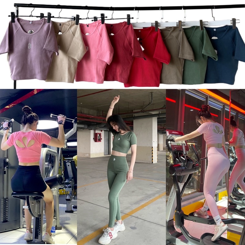 Áo croptop cộc ngắn tay sẵn mút áo kiểu khoét hoa sau lưng đẹp màu pastel cực xinh